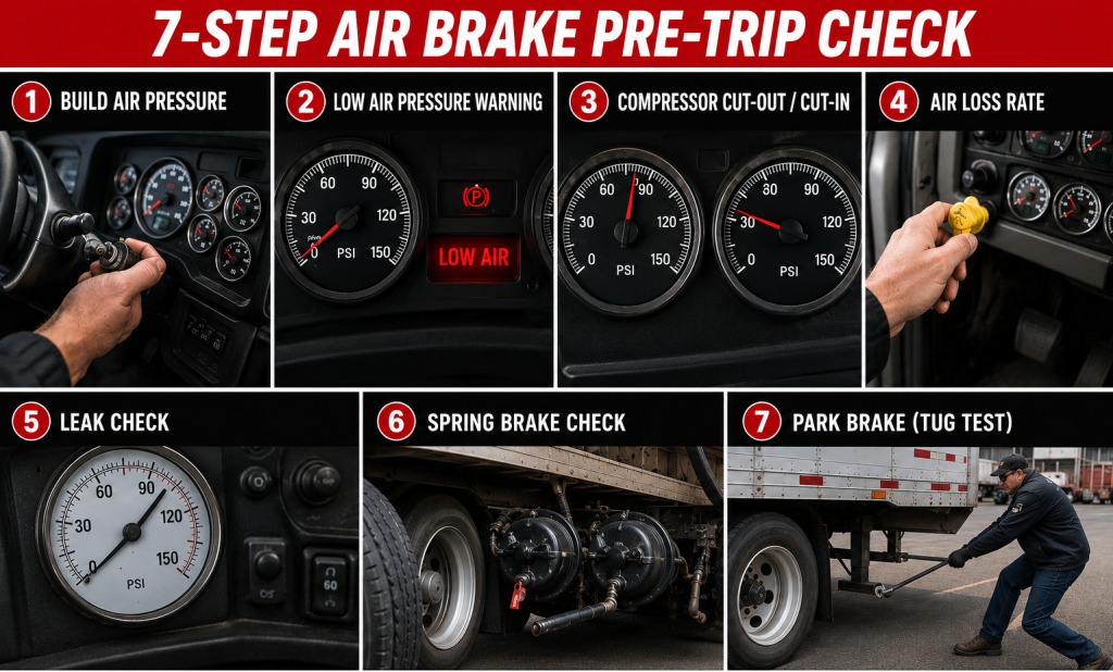 7-Step Air Brake Pre-Trip Check